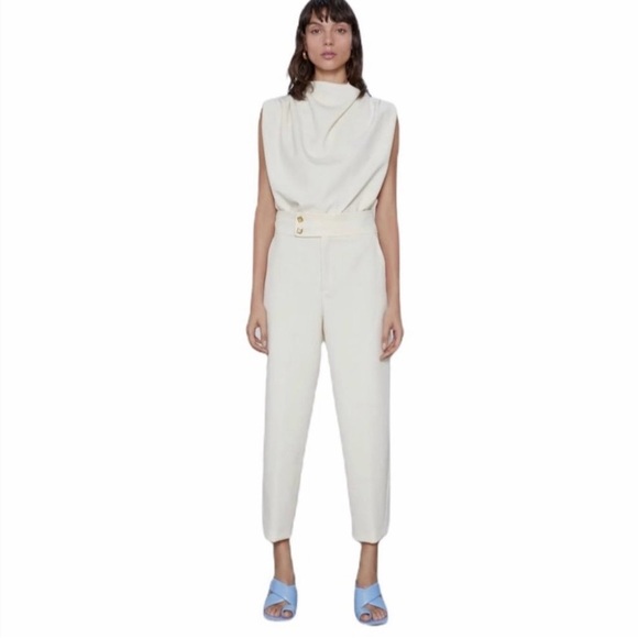 Zara Cream Pleated Trousers High Waist XS - Picture 11 of 14
